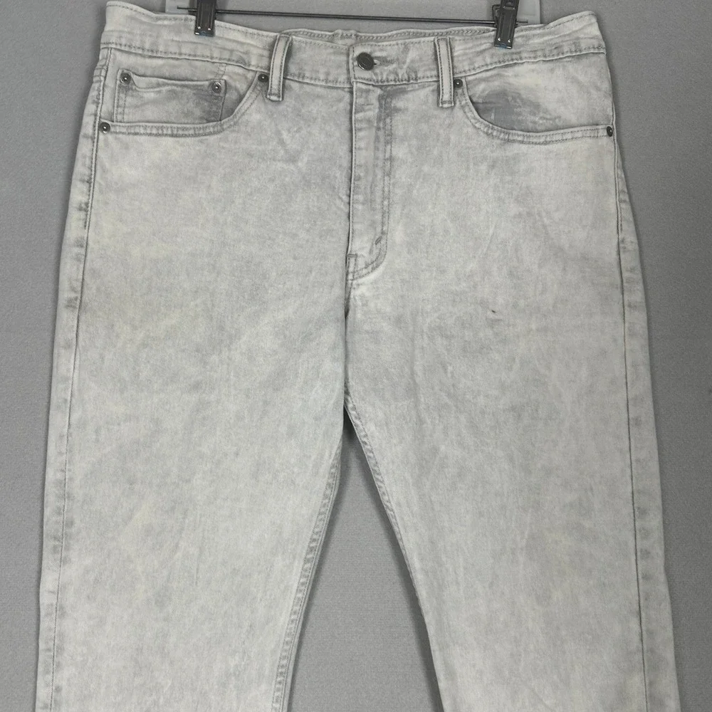 Levis 511 Jeans Mens 36X32 Light Grey Acid Wash Slim Fit Straight Stretch Denim